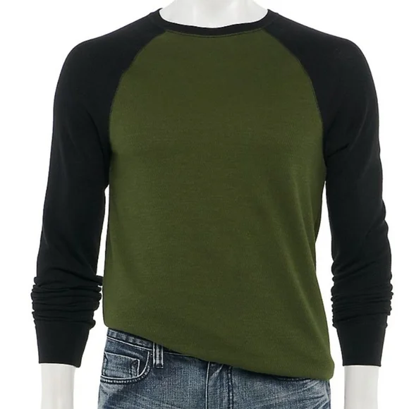 Men's Urban pipeline thermal shirt long sleeve Raglan army - Picture 2 of 2